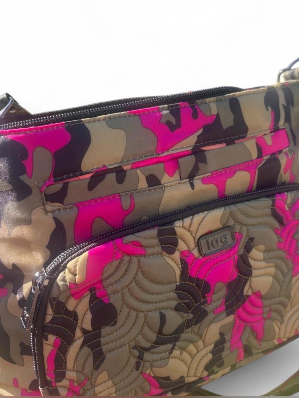 Lug Samba XL Camo Orchid RFID Shoulder Bag with Dual Straps NWT